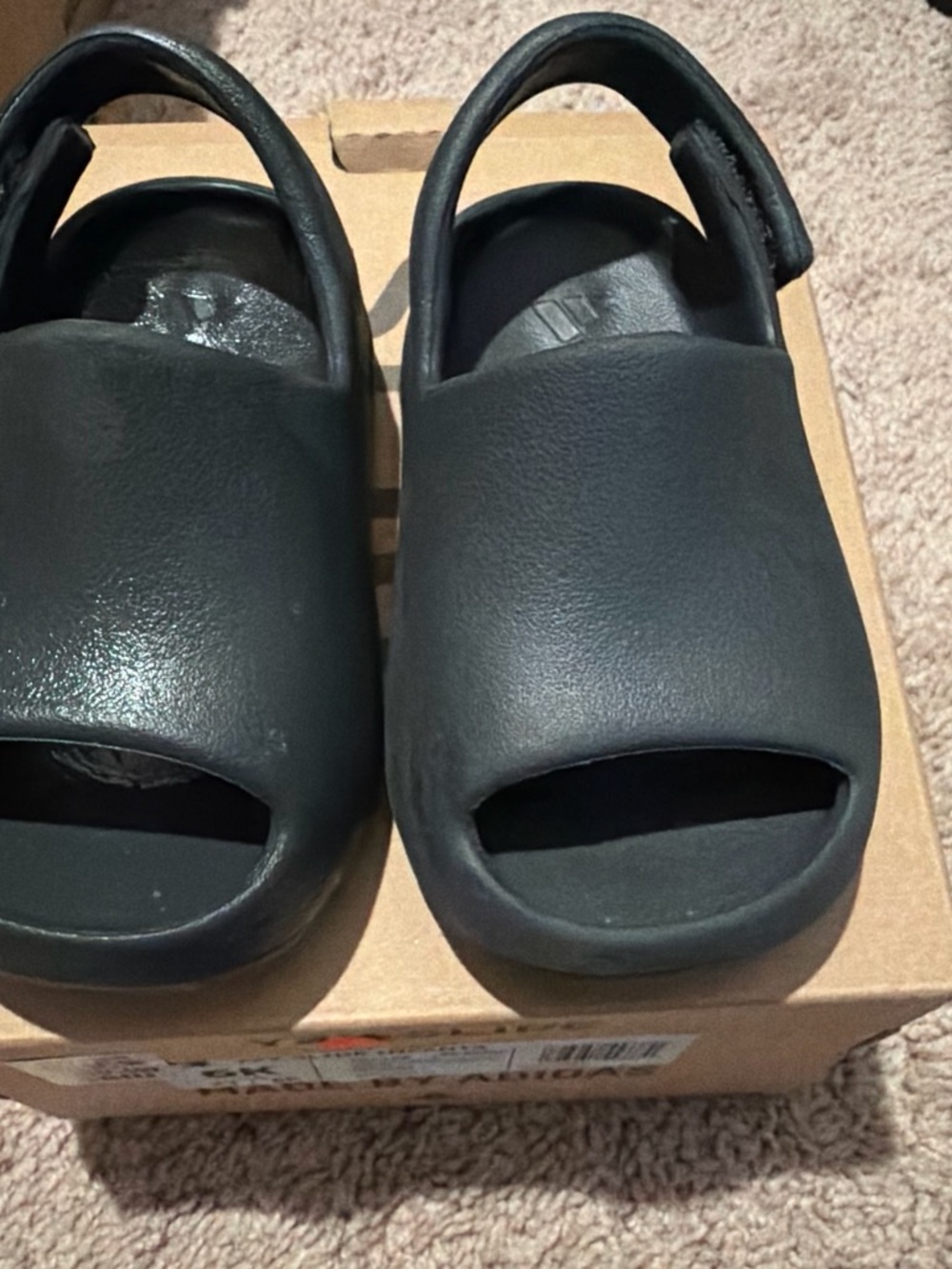 Yeezy Kids Black Foam Slide Sandals with Heel Strap